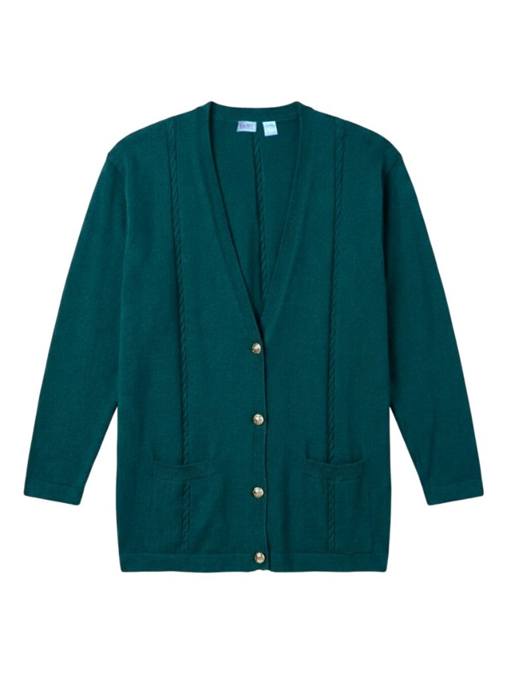 TABI International - Vintage Green 100% Merino Wool Button-Up Cardigan – Large
